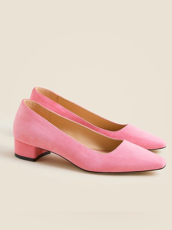 J. Crew Shoes - J.Crew NEW Pointed-toe pumps Suede Block Heel Leather Shoes Size 7 Aurora Pink